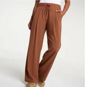 Calia Women's Truelight Pleated Wide Leg Pants in Rocky Mountain Brown size XXL